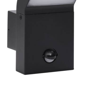 Outdoor LED Wall Lights with Sensors - 2pcs Black Aluminium