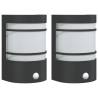 Outdoor Wall Lights with Sensors - 2pcs Black Stainless Steel