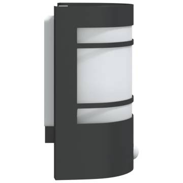 Outdoor Wall Lights with Sensors - 2pcs Black Stainless Steel