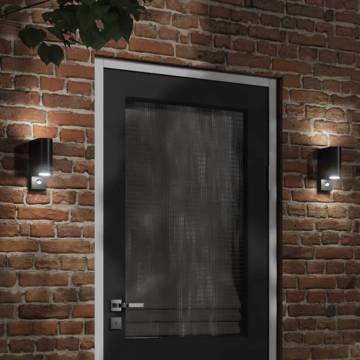 Outdoor Wall Lights with Sensors - 2pcs Black Aluminium