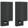 Outdoor Wall Lights with Sensors - 2pcs Black Aluminium