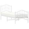 White Metal Bed Frame with Headboard & Footboard - Small Single