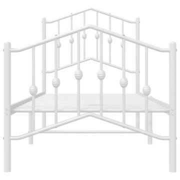 White Metal Bed Frame with Headboard & Footboard - Small Single