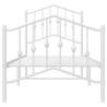 White Metal Bed Frame with Headboard & Footboard - Small Single