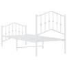 White Metal Bed Frame with Headboard & Footboard - Small Single