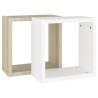 Wall Cube Shelves - White & Sonoma Oak - 2 pcs | Hipo Market