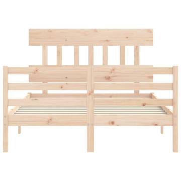 Solid Wood Bed Frame with Headboard 140x190 cm - Hipo Market