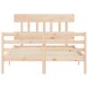 Solid Wood Bed Frame with Headboard 140x190 cm - Hipo Market