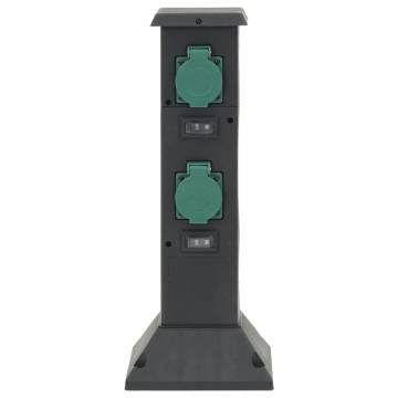 Outdoor Socket Column 4-Way | Black & Green - 16x16x39.5 cm