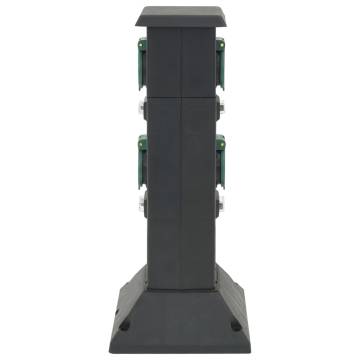 Outdoor Socket Column 4-Way | Black & Green - 16x16x39.5 cm