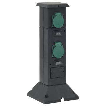 Outdoor Socket Column 4-Way | Black & Green - 16x16x39.5 cm