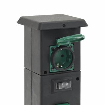 Outdoor Socket Column 4-Way | Black & Green - 16x16x39.5 cm