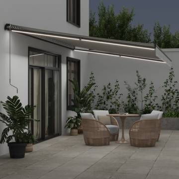 Manual Retractable Awning with LEDs - Anthracite & White 600x350 cm