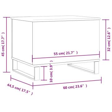 Elegant High Gloss White Coffee Table - 60x44.5x45 cm