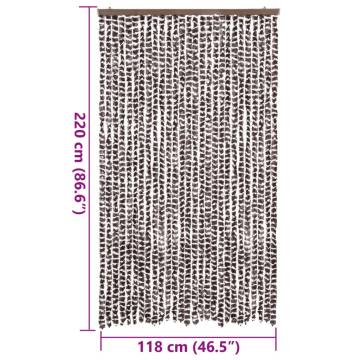 Fly Curtain Brown and White 118x220 cm Chenille | Hipo Market