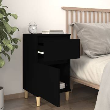 Stylish Black Bedside Cabinet - 40x35x70 cm | HipoMarket