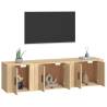 3 Piece TV Cabinet Set - Sonoma Oak Engineered Wood | Hipo Market