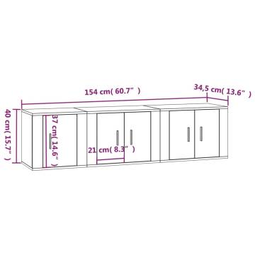 3 Piece TV Cabinet Set - Sonoma Oak Engineered Wood | Hipo Market