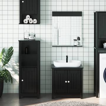 3 Piece Bathroom Furniture Set BERG - Black Solid Wood Pine