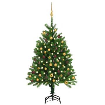 120 cm Pre-lit Artificial Christmas Tree with Ball Set - Green