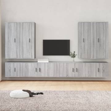 8 Piece TV Cabinet Set - Grey Sonoma Engineered Wood