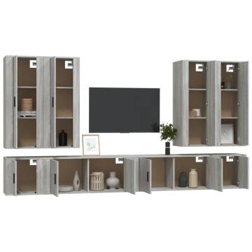 8 Piece TV Cabinet Set - Grey Sonoma Engineered Wood