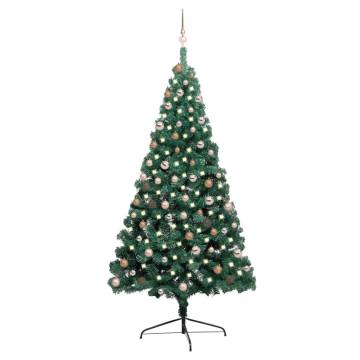 Pre-lit 210 cm Green Half Christmas Tree with Ball Set