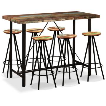 7-Piece Solid Reclaimed Wood Bar Set - Industrial Style