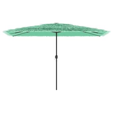 Garden Parasol with Steel Pole - UV Protection, Green 388x388 cm