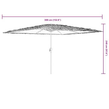 Garden Parasol with Steel Pole - UV Protection, Green 388x388 cm