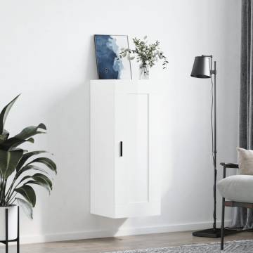 Elegant Wall Mounted Cabinet - High Gloss White - 34.5x34x90 cm