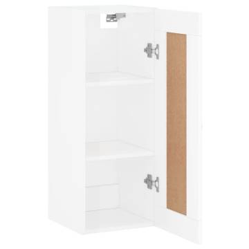 Elegant Wall Mounted Cabinet - High Gloss White - 34.5x34x90 cm