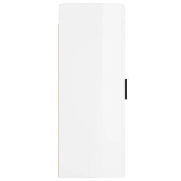 Elegant Wall Mounted Cabinet - High Gloss White - 34.5x34x90 cm