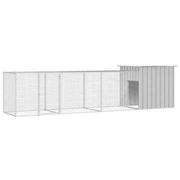 Grey Galvanised Steel Chicken Cage 400x91x100 cm | HipoMarket