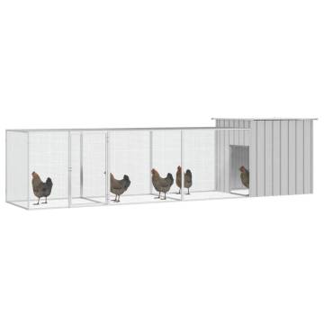 Grey Galvanised Steel Chicken Cage 400x91x100 cm | HipoMarket