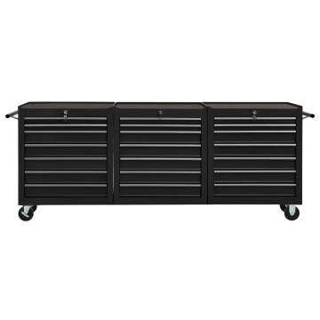 Tool Trolley with 21 Drawers - Durable Steel Black Design