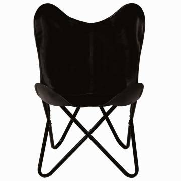 Butterfly Chairs 2 pcs Black Kids Size Real Leather - Hipo Market