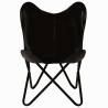 Butterfly Chairs 2 pcs Black Kids Size Real Leather - Hipo Market