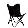 Butterfly Chairs 2 pcs Black Kids Size Real Leather - Hipo Market