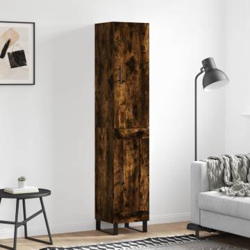 Elegant Highboard Smoked Oak - 34.5x34x180 cm Engineered Wood