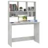 Stylish Desk with Shelf - Concrete Grey, 110x45x157 cm