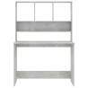 Stylish Desk with Shelf - Concrete Grey, 110x45x157 cm