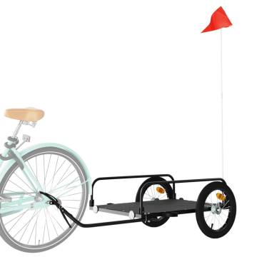 Sturdy Black Bike Trailer - 126x63x34 cm - 45 kg Capacity