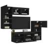 5 Piece TV Wall Units with LED Black Engineered Wood Colour black Quantity in Package 1 