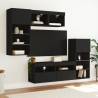 5 Piece TV Wall Units with LED - Black Engineered Wood | HipoMarket