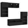 5 Piece TV Wall Units with LED - Black Engineered Wood | HipoMarket