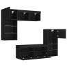 5 Piece TV Wall Units with LED - Black Engineered Wood | HipoMarket