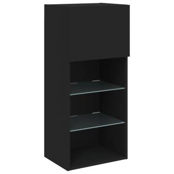 5 Piece TV Wall Units with LED - Black Engineered Wood | HipoMarket