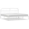 Metal Bed Frame with Headboard - White 200x200 cm | Hipo Market