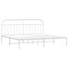 Metal Bed Frame with Headboard - White 200x200 cm | Hipo Market